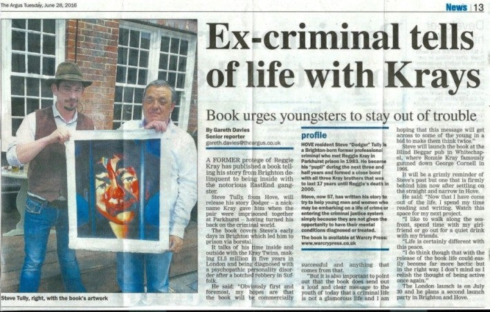 Steve Tully's book 'Dodger' featured in Bighton & Hove's The Argus
